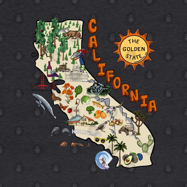 California State Map with Pictures by Slightly Unhinged